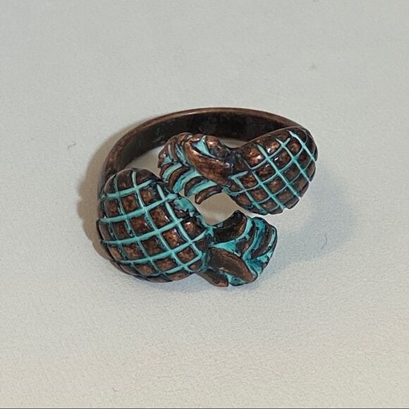 Pineapple Patina Bronze Open Adjustable Ring - Picture 2 of 6